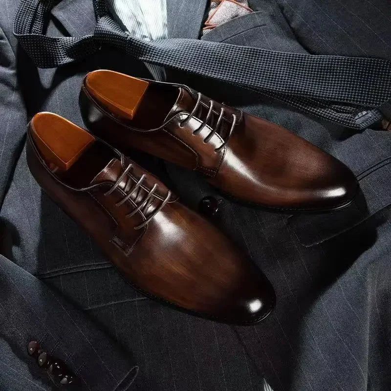 Riolio Luxury Mens Leather Shoes High Quality Men's Shoes Pointed Oxford Wedding Leather Men Dress Shoes Gentleman Office Man Shoe