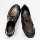 Riolio  Brown Suede Derby Shoes Men's Thick Sole Lace-Up Casual Blue Suede Leather Dress Shoes Office High Quality Leather Shoes