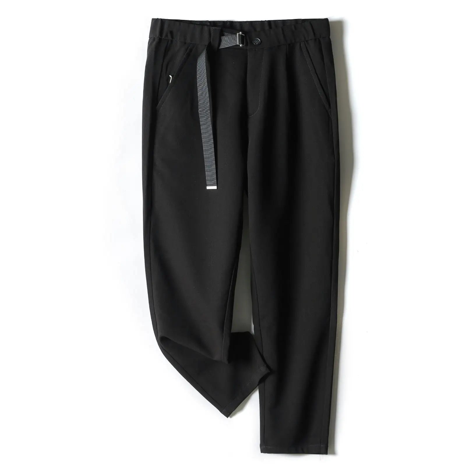 Riolio White Stretch Casual Ankle Pants Silhouette Men's Elegant Suit Pants Summer Korean Straight Loose Men's Smart Casual Trousers