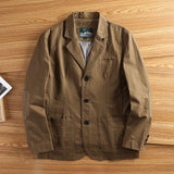 Riolio American Retro Casual Men's Cotton Suit Jaet Anti-Wrinkle Turn-down Collar Commute Faionable Urban Sle Spring Autumn