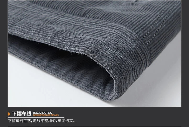 Riolio Winter Mens Jacket Warm Corduroy Jackets and Coats Fur Collar Winter Casual Coats Outwear Male Thermal Cotton Jacket Streetwear
