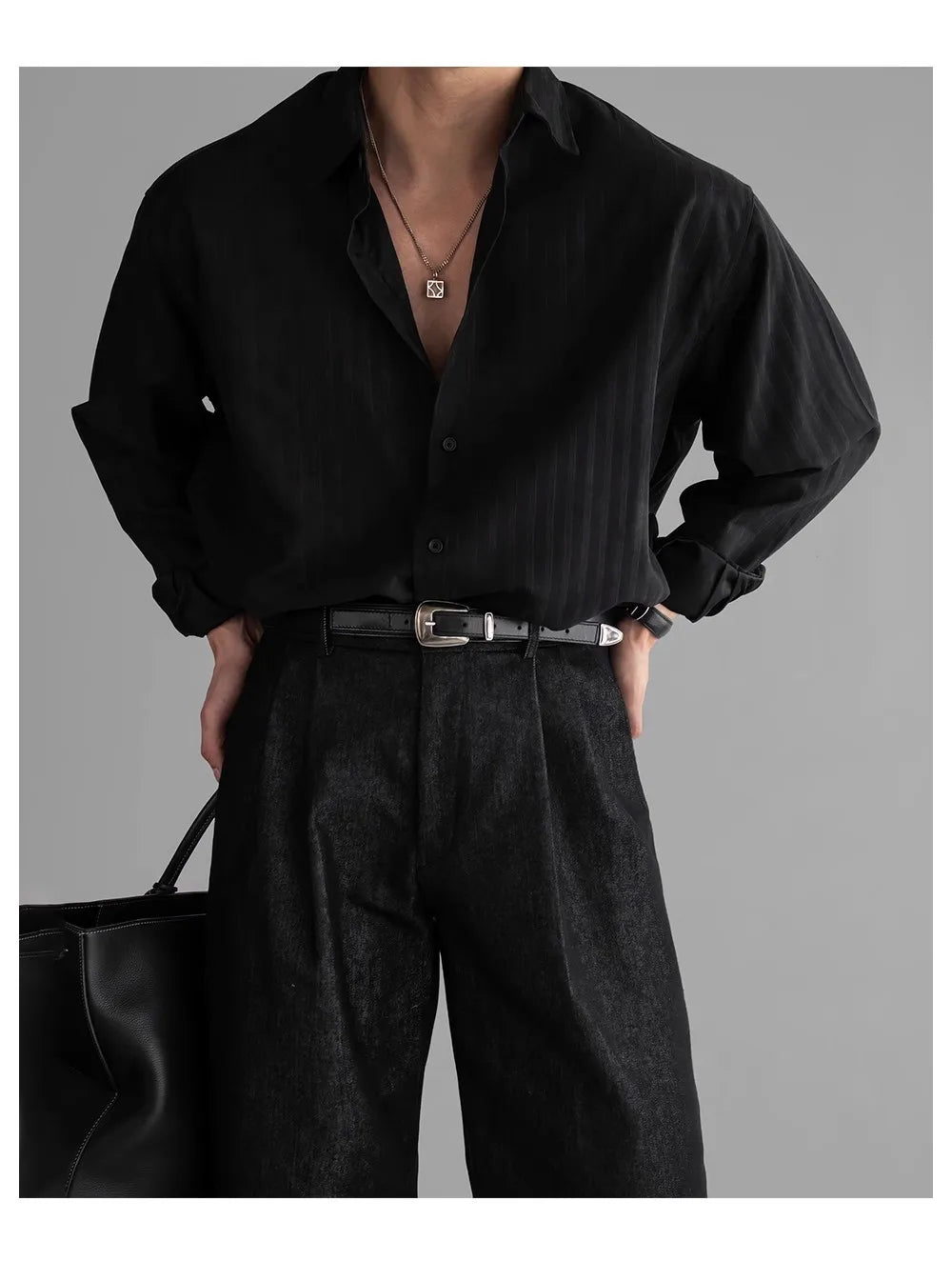 Riolio New Korean Fashion Men Shirts Light Luxury Textured Business Striped Long Sleeve Cardigan Tops Leisure High Quality Blouse M-2XL