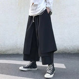 Riolio Fake Two-Piece Pants Men Male New Loose Wide-Leg Trousers Casual Straight Streetwear Spring Autumn Hip-Hop Pantalons Capris