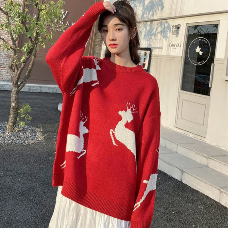 Riolio Autumn Winter Sweaters for Men and Women Couple Ugly Sweaters Korean Fashion Top Christmas New Year Pullovers Streetwear