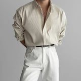 Riolio Lapel Pit Stripe Texture Long Sleeve Shirt Men's Casual Business Shirt High-end Drapery Light Versatile Top Male Blouse