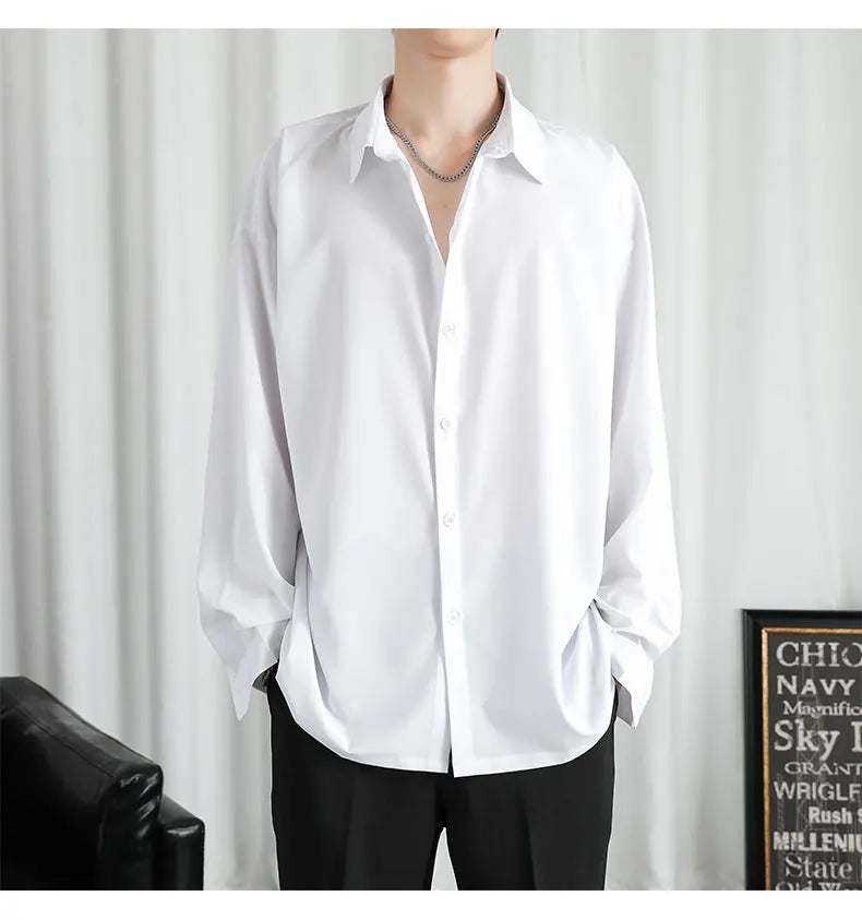 Riolio Shirt Men Solid  Long sleeved Shirt For Men Korean Fashion Shirts Comfortable Blouses Casual Loose Classic Single Breasted Shirt