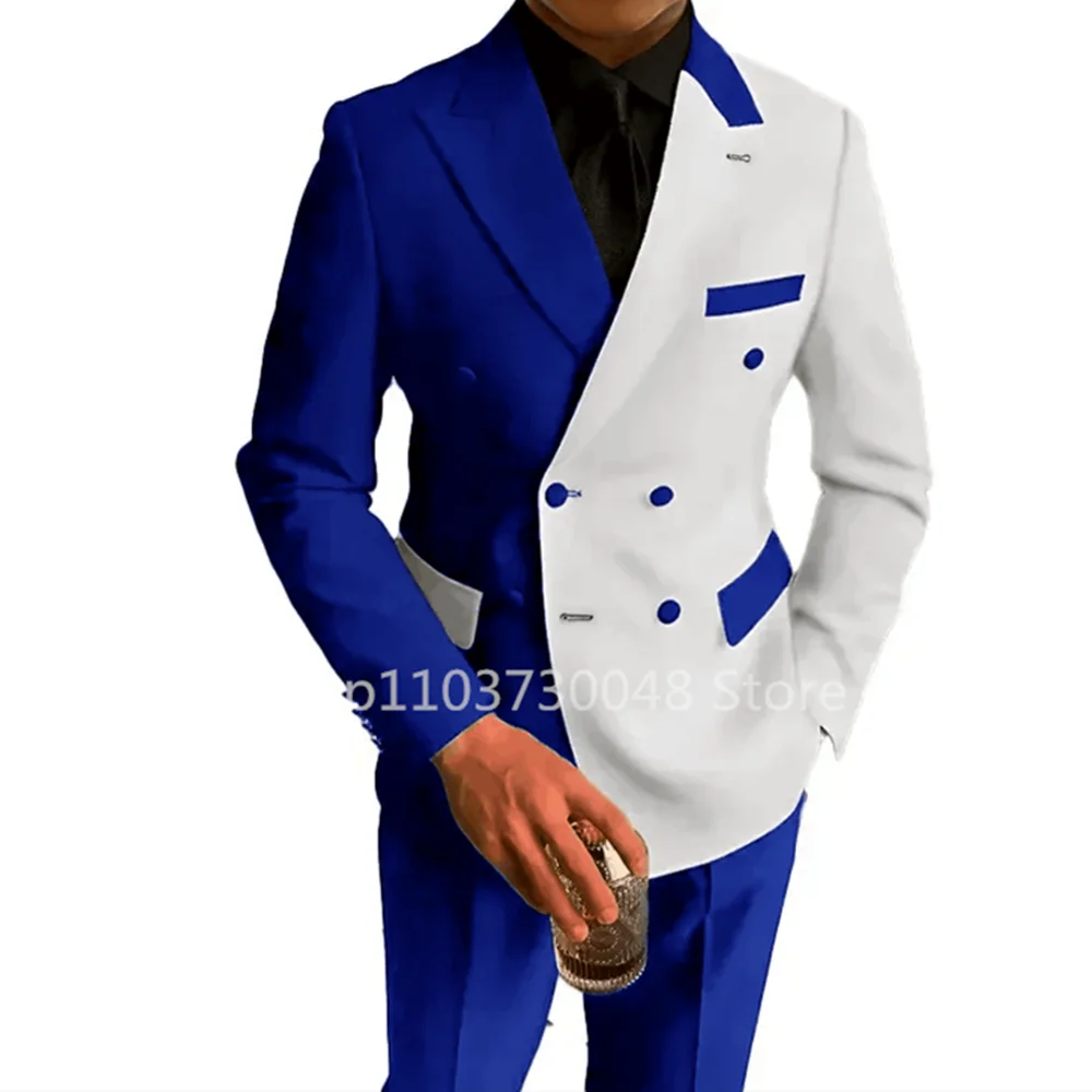 Riolio Fashion Style Wedding Men Suits Slim Fit Peak Lapel Blazer Pants 2 Piece Formal Business Groom Wear Tuxedos Costume Homme
