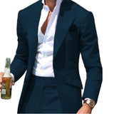 Riolio suit fashion Costumes Pour Hommes Peak Collar Men Suits Notched Green Slim Fit Blazers Jackets Pants 2PCS Causal Business Wedding Groom Wear