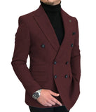Riolio Formal New Burgundy Red Grey Lapel Tux Men Slim Fit Suits Coat Jacket Custom Made For Wendding Party Woolen cloth