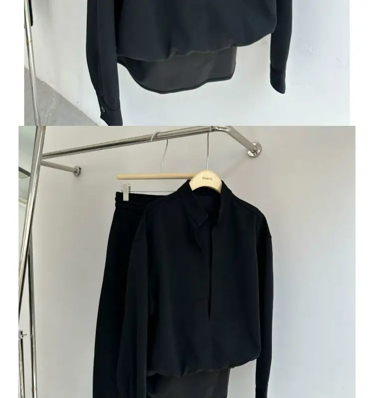Riolio Korean Casual Sports High-end Suit Autumn Sweatshirt Fake Two-piece Spring Fashion Trend Casual Loose Suit Aesthetic Academy