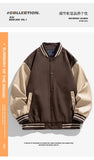 Riolio Bomber Wool Coat Premium Varsity Leather Wool Jacket High Street Jacket Men's Varsity Baseball College Leather Sleeves