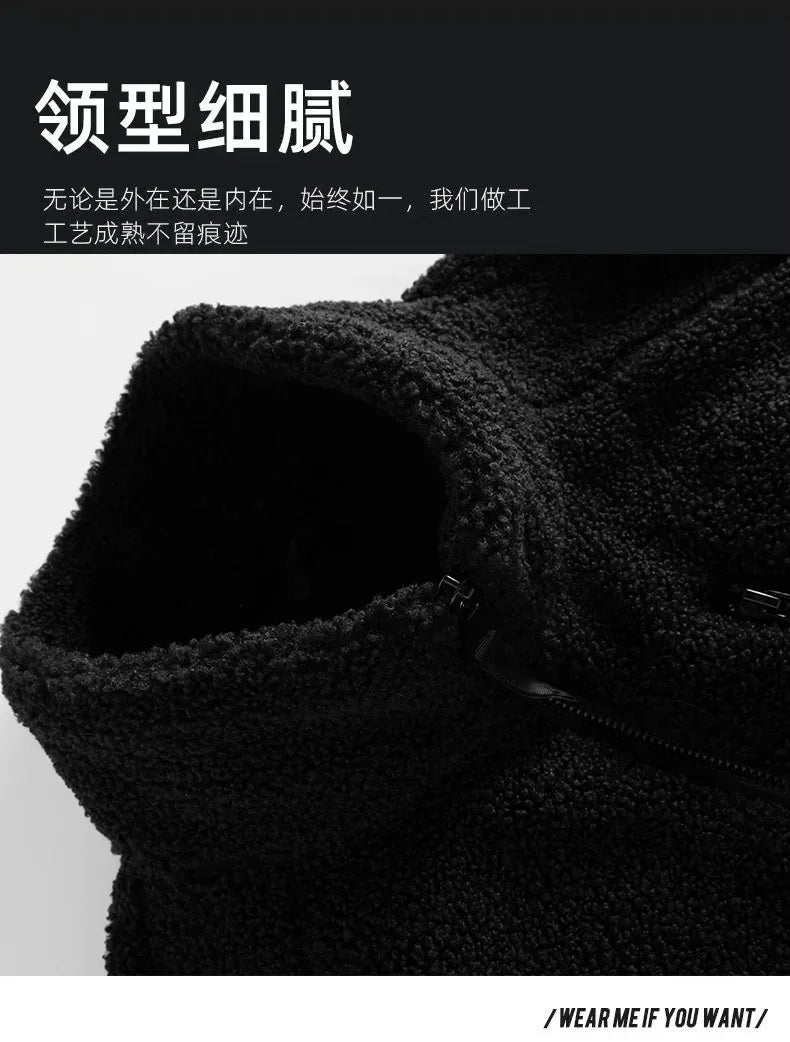 Riolio Outdoor Sleeveless Coats Vests Male Warm Cotton Waistcoat Autumn Jackets Thick Vests Man Classic  Lamb Cashmere Men Fleece Vest