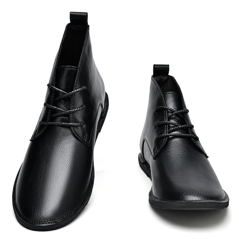 Riolio Men's Classical Retro Leather Chukka / Turf Boots Men Fashion Ankle Boot Mens Lace-up Short Desert Boots High-Top Shoes