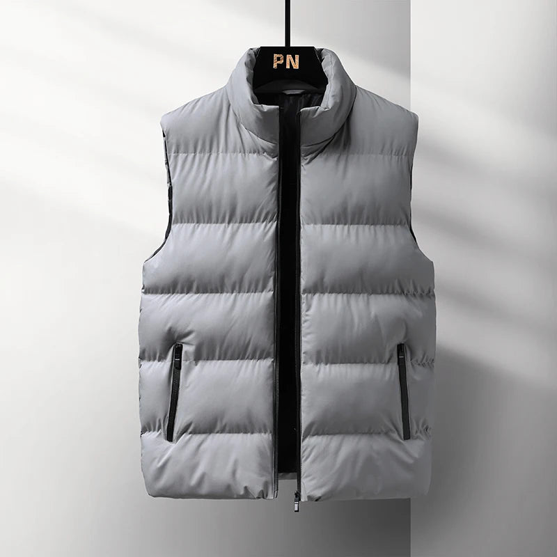 Riolio Casual Plus Size Men's Cotton Vest High Quality Autumn Winter Fashion Men Jacket Warm Stand Collar Sleeveless Men's Top Vests