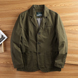 Riolio American Retro Casual Men's Cotton Suit Jaet Anti-Wrinkle Turn-down Collar Commute Faionable Urban Sle Spring Autumn