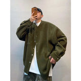 Riolio Hong Kong Style Retro Coat Versatile Solid Color Lamb Fur Plus Velvet Shirt Fashion High-end Autumn Winter Loose Fleece Jacket