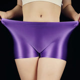 Riolio Mens Glossy Oily boxer shorts Elastic Underwear softThin Panties Breathable Underpants SmoothLingerie elasticity