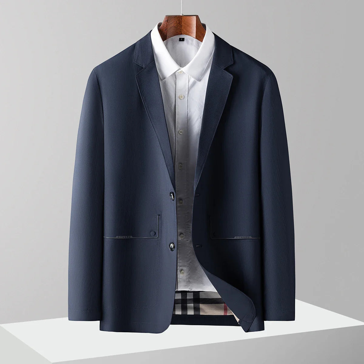 Riolio High-quality Thousand-bird Check Double-sided Woolen Coat for Men Korean Casual Suit Collar Short Casual Woolen Coat  Blazers