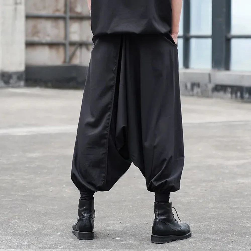 Riolio Mens Wide-Leg Cuffed Pants Y2k Gothic Harem Pants Streetwear Japanese Harajuku Campus Joggers Casual Pants Men'S Clothing 2025