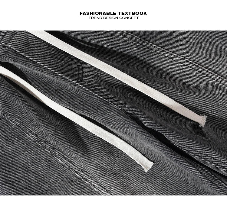 Riolio Jeans men Elastic waist Streetwear Fashion Jeans Black Spring New Men Women Wide Leg Straight Denim Trousers Plus Size 5XL-M