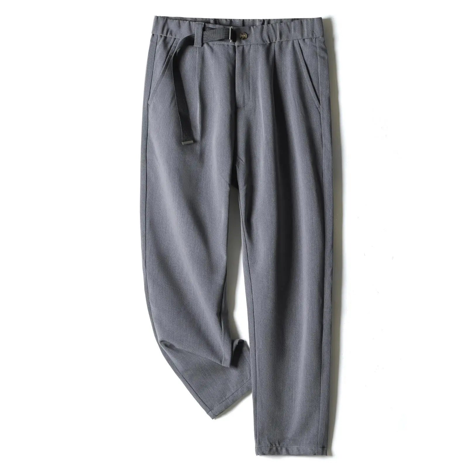 Riolio White Stretch Casual Ankle Pants Silhouette Men's Elegant Suit Pants Summer Korean Straight Loose Men's Smart Casual Trousers