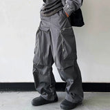 Riolio Black Baggy Cargo Pants Fashion Harajuku Straight Trousers Men's Y2K Vintage Baggy Casual Pocket Streetwear Hip Hop Korean Style
