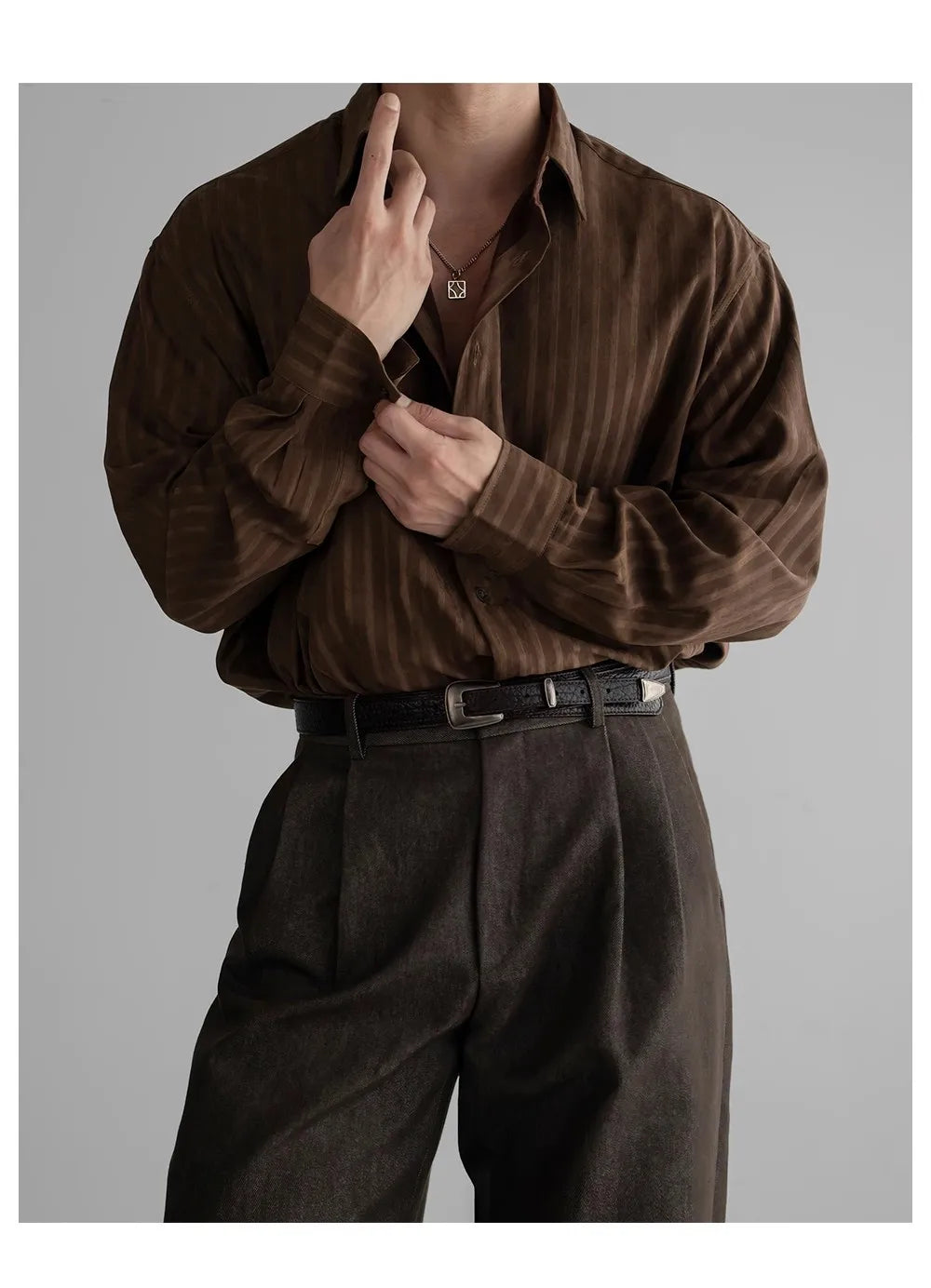 Riolio New Korean Fashion Men Shirts Light Luxury Textured Business Striped Long Sleeve Cardigan Tops Leisure High Quality Blouse M-2XL