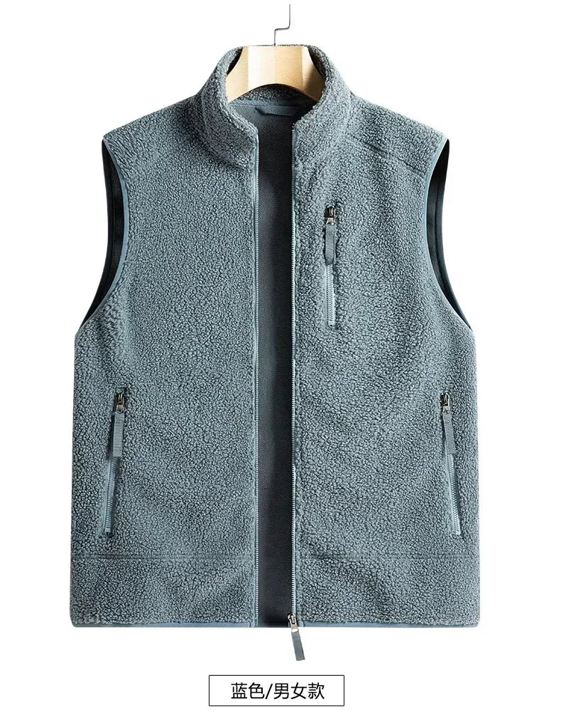 Riolio Outdoor Sleeveless Coats Vests Male Warm Cotton Waistcoat Autumn Jackets Thick Vests Man Classic  Lamb Cashmere Men Fleece Vest
