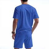 Riolio 2025 Summer Simplicity Men's Suit Loose Walf Checks Fabric Breathable Comfort and Casual Short Sleeve Shorts Two-Piece Suit