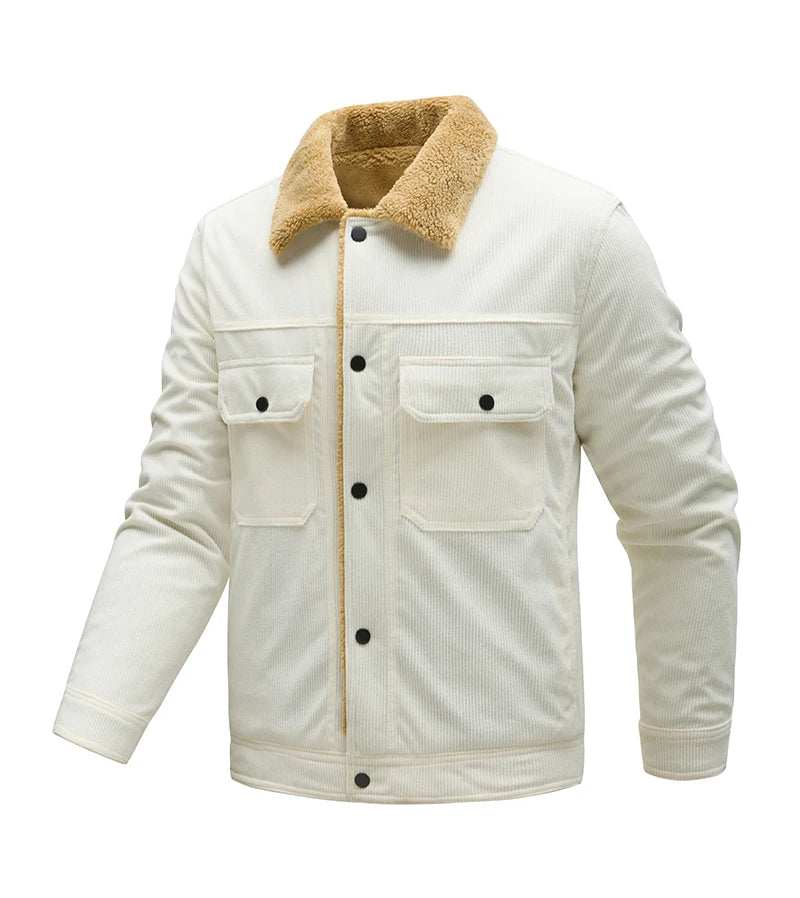Riolio Autumn Brand Men's Jacket Winter Thick Velvet Jacket Men's Quality Lamb Wool New Jacket Corduroy Cotton Jacket Men's Clothing