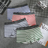Riolio Men's Sexy Flat Angle Pants, Cotton Men's Underwear, Soft, Comfortable, Breathable Underwear, Men's Boxer Ice Silk Stripes