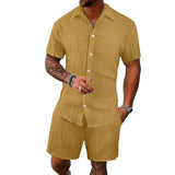 Riolio European and American men's summer leisure sports suit cross-border trend loose breathable short-sleeved shirt