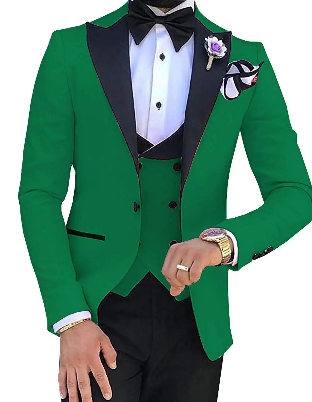 Riolio prom suit Men 3 Pieces Suits For Men Custom Made Groom Groomsmen Tuxedos Wedding Men Suit Terno Masculino(Jacket+Pant+Vest)