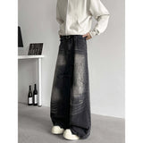 Riolio Jeans Men baggy Wide Leg Washed Marble Jeans Vintage Comfort Denim Pant Relaxed Fit Casual Trousers Trend Streetwear Urban Style