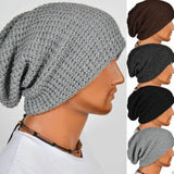 Riolio Men Women Beanie Knit Crochet Black Gray Hat Autumn Winter Soft Warm Loose Cap Skull Ski Hat Dance Bonnet Casual Fashion Cap