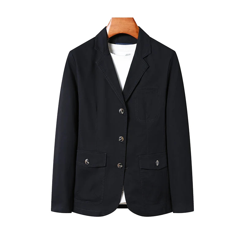 Riolio Men's Premium Suit Jacket Spring Autumn Casual Workwear Pure Cotton Jacket Men's Korean Version Slim Fit Loose Plus Size Suit