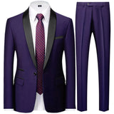 Riolio 3 Pieces Set Men's Business Blazers Coat / Male Slim Fit Color Matching Collar Suit Tuxedo Leisure Jacket Pants Vest Wedding
