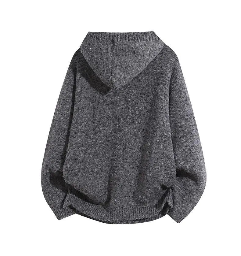 Riolio American-style autumn/winter streetwear unisex trendy hooded knit sweaters for couples with loose-fit retro Harajuku casual tops