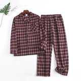 Riolio Plaid Design Multi Colors Warm Cotton Flannel Long-sleeved Trousers Pajamas for Men Autumn and Winter Homewear Sleepwear Sets