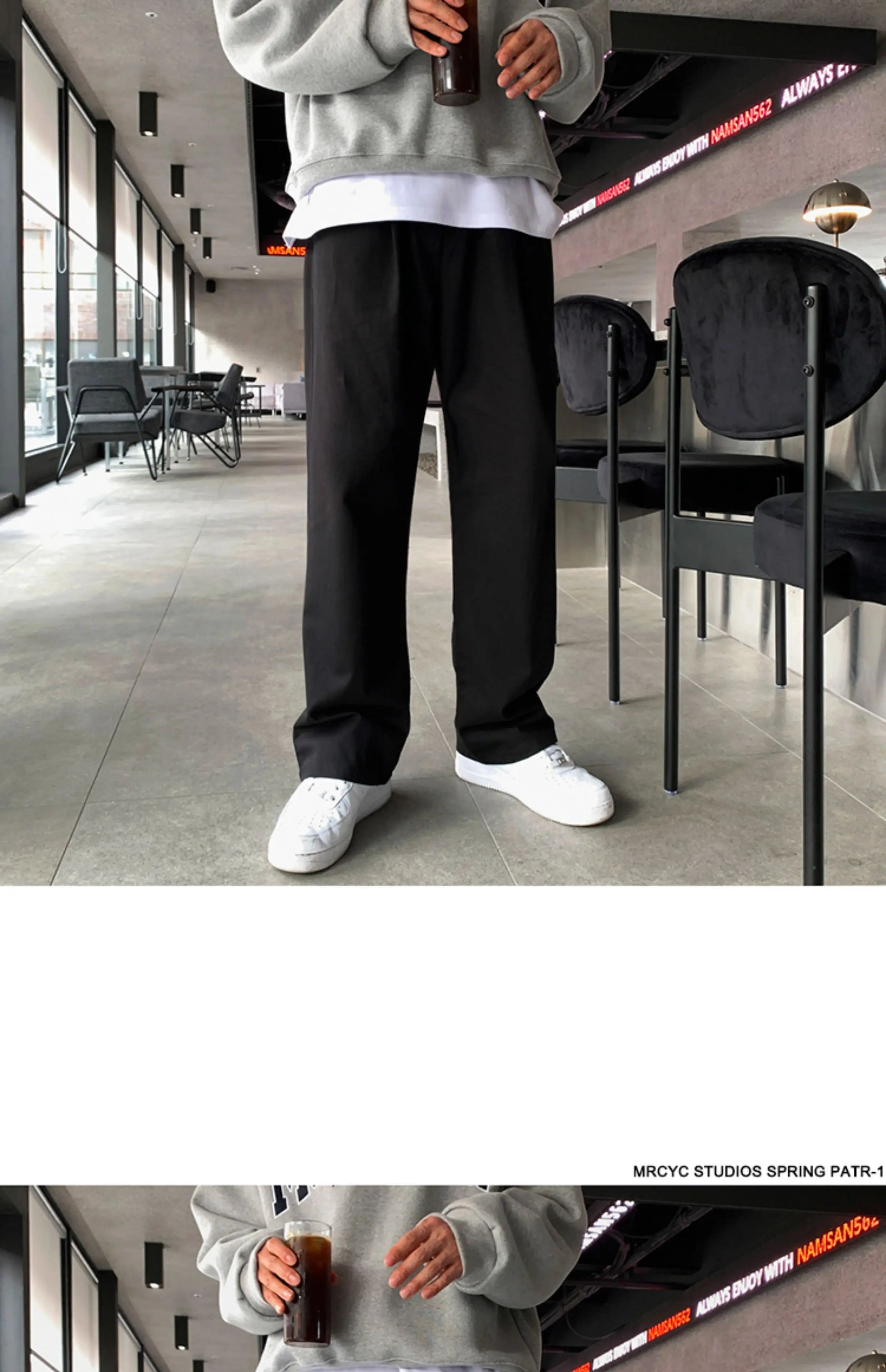 Riolio Korean Style High-end Straight-leg Casual Pants Men's Spring Summer Loose Trousers American 2025 New Trendy Wide-leg Pants Chic