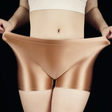 Riolio Mens Glossy Oily boxer shorts Elastic Underwear softThin Panties Breathable Underpants SmoothLingerie elasticity