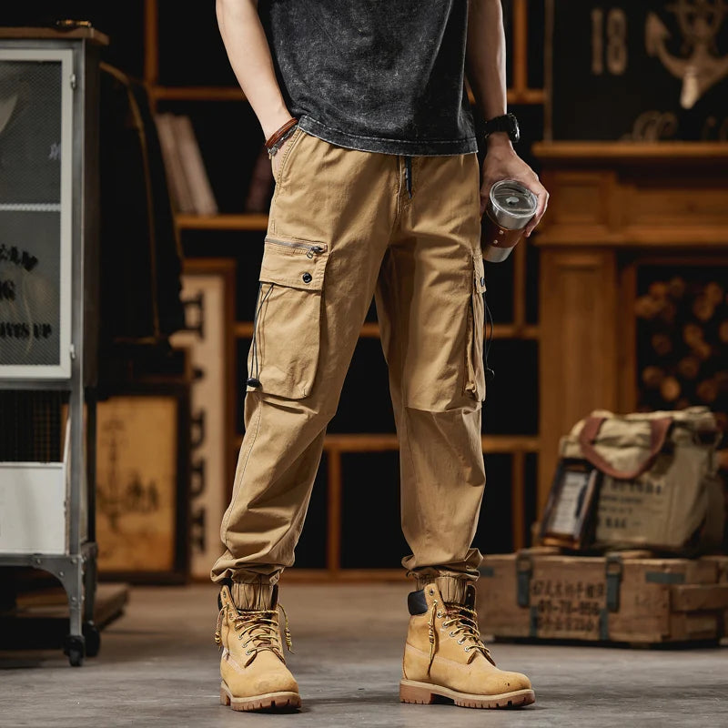 Riolio Joggers Cargo Pants Men Casual Multi Pocket Male Trousers Sweatpants Streetwear Techwear Tactical Track Black Pants Men