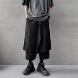 Riolio Fake Two-Piece Pants Men Male New Loose Wide-Leg Trousers Casual Straight Streetwear Spring Autumn Hip-Hop Pantalons Capris