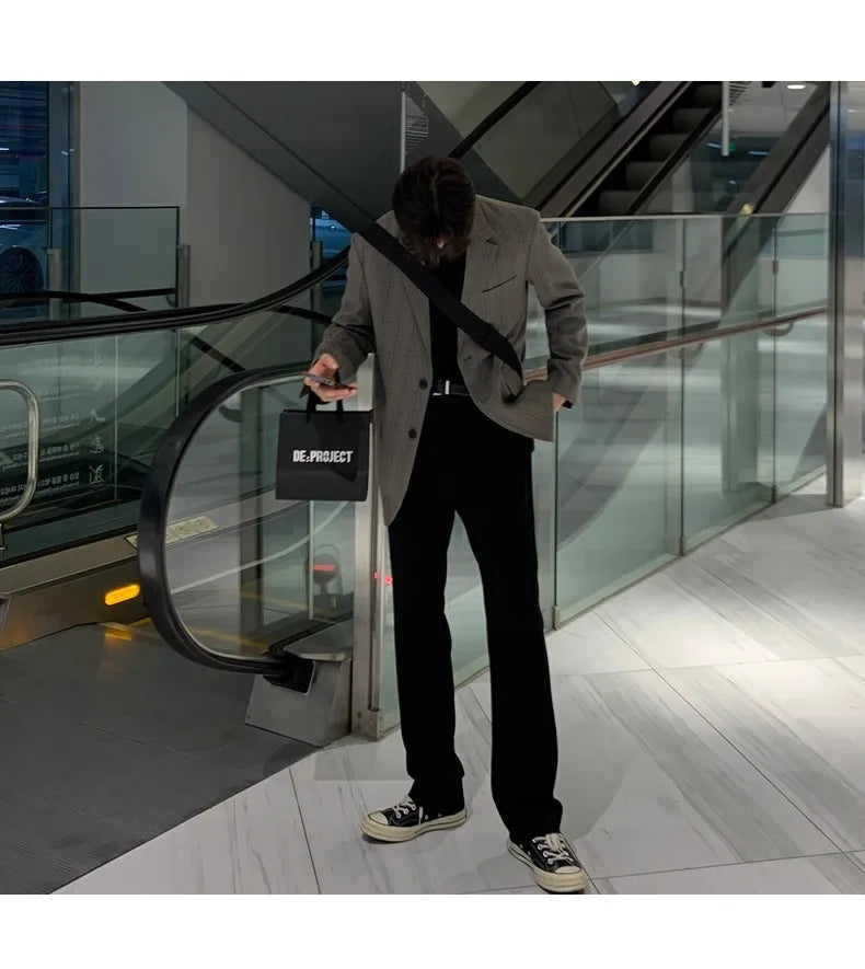 Riolio New Korean Fashion Men Suit Pants Light Luxury Business All-match Straight Slim-fit Casual Trousers Premium Elegant Dress Pants