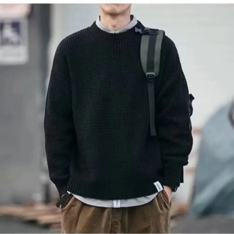 Riolio Oversize Knitwear Thick Korean Popular Clothes Knitted Sweaters for Men Autumnr and Winter Streetwear Aesthetic Top Pullover Man