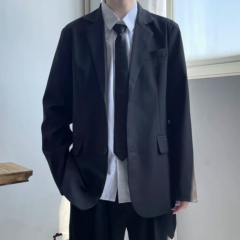 Riolio Casual Leisure Men's Suit Set High School Student Sle Versatile JK Class orm Jaet Straight Cut Casual Long Sve