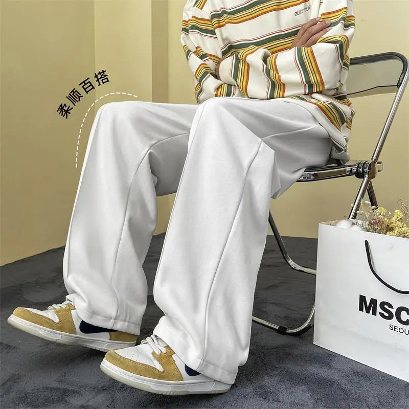 Riolio Black Gray White Casual Pants Men Sports Pants Men Sweatpants Streetwear Loose Straight Wide Leg Pants Mens Joggers Trousers