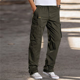 Riolio Men's Casual Cargo Cotton Pants Men Pocket Loose Straight Pants Elastic Work Trousers Brand Fit Joggers Male Large Size