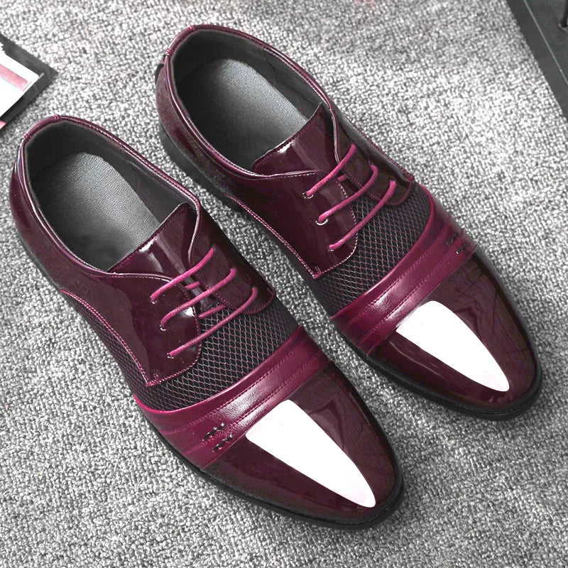 Riolio Former PU Leather Shoes for Men Lace Up Oxfords Wedding Shoes for Male Dress Shoes for Party Zapatos Para Hombre De Vestir