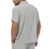 Riolio Summer Casual Men's Set Lightweight And Comfortable Men's Clothing Pocket Lapel Short-sleeved Shirt And Shorts Two-piece Suit